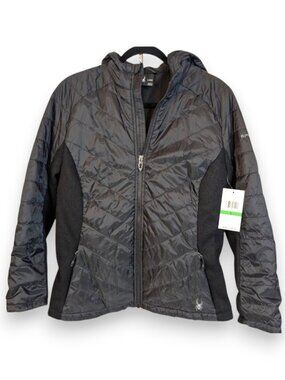 Spyder Therma Web Quilted Black Hooded Jacket Women Large